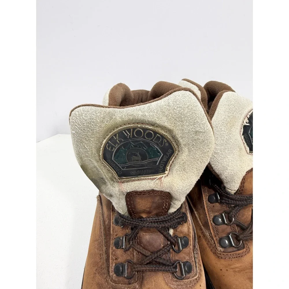 Elk Woods Mens Brown Leather Thinsulate Insulated Hiking Work Boots‎ Size 11D